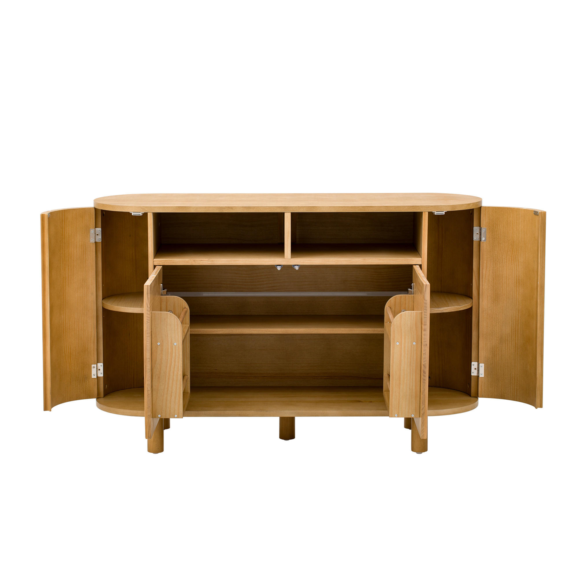 KOMODA 120 × 38 × 77 cm, MDF, přírodní, s otevřeným a uzavřeným úložným prostorem - přírodní, kompozitní dřevo (120/77/38cm) - BEAOK