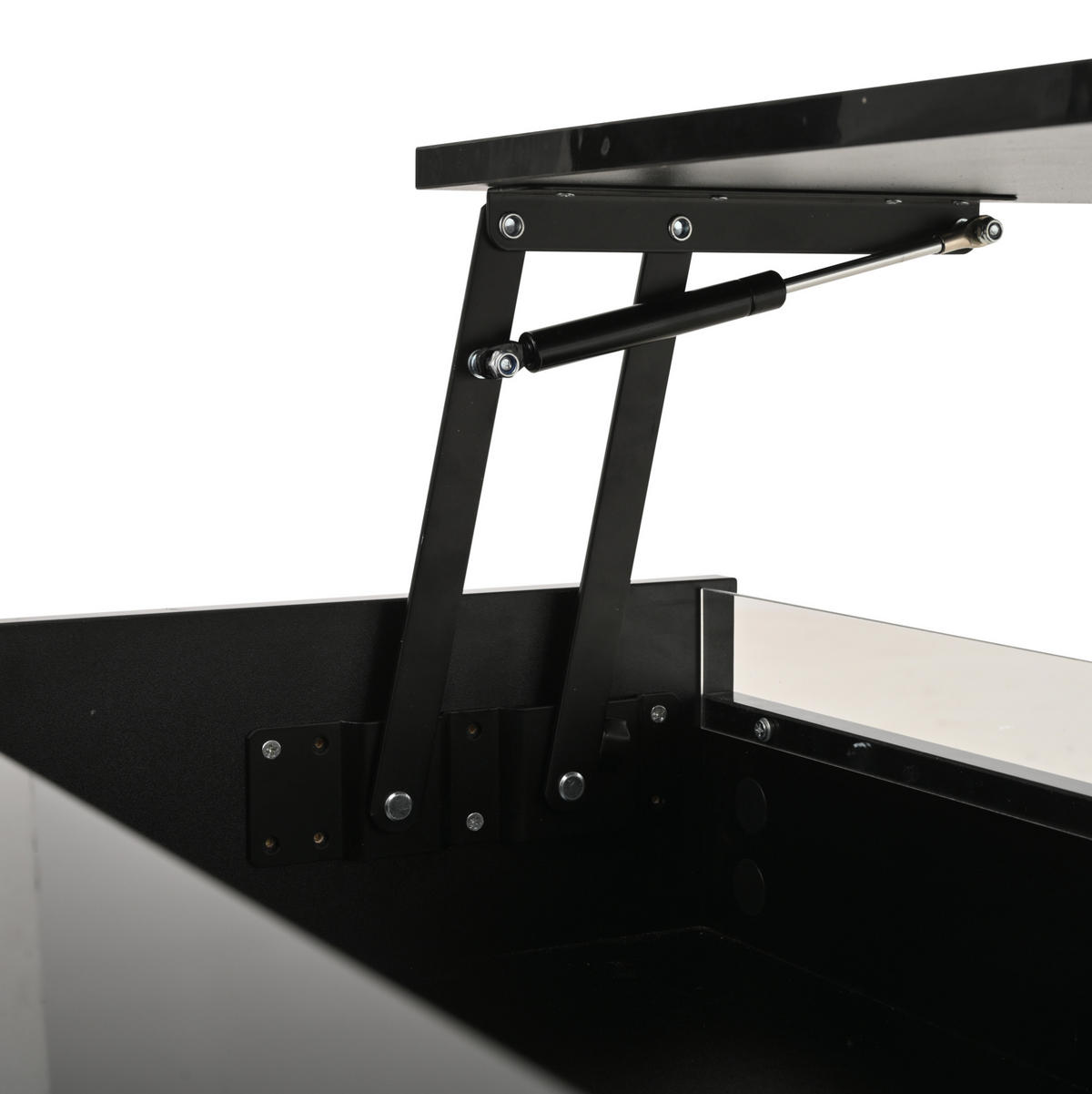 COUCHTISCH 70/70/38 cm in Schwarz mit LED-Beleuchtung und Stauraum - Schwarz, Holzwerkstoff (70/70/38cm) - Flora Grace