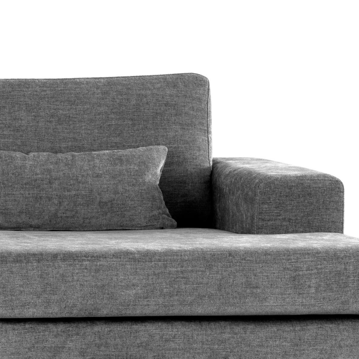 ECKSOFA mit Longchair - Dunkelgrau/Buchefarben, Buchenholz/Textil (281/153cm) - home24