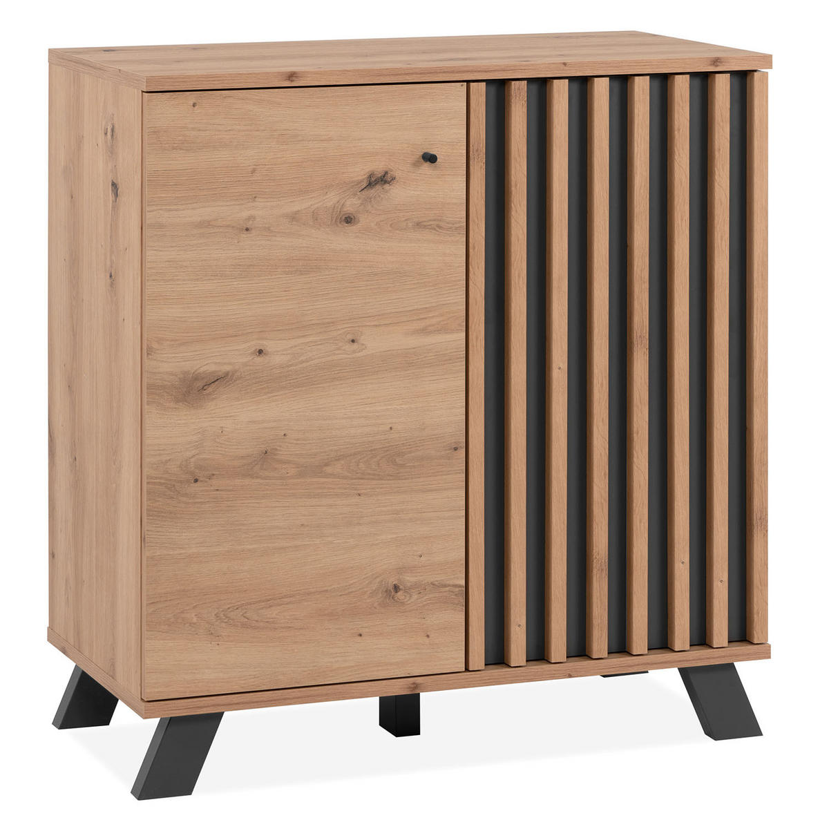 SIDEBOARD 80/85/40 cm Eiche, Schwarz - Braun, Holz (80/85/40cm) - Homestyle4u