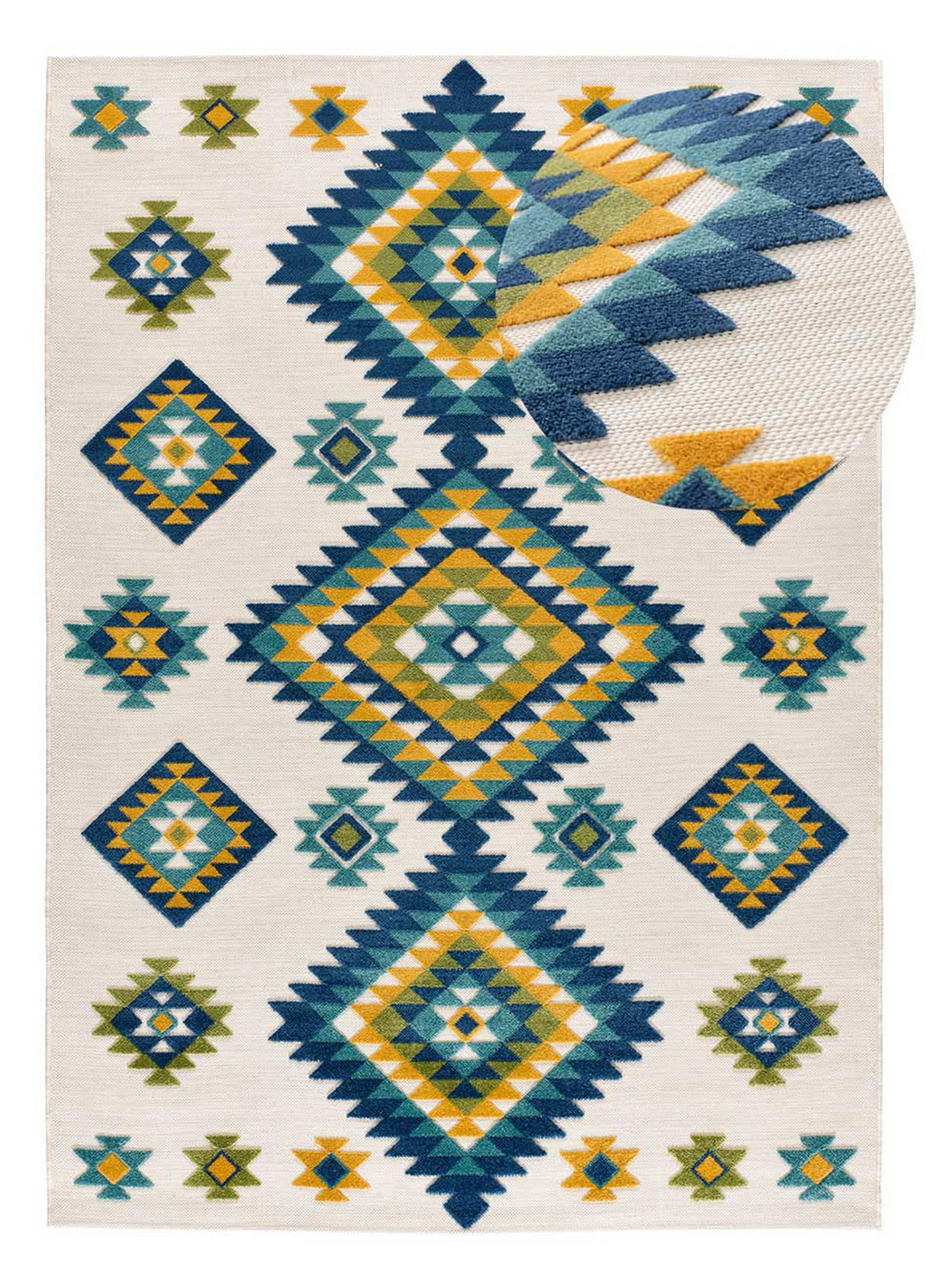 OUTDOORTEPPICH Weiß Mila 80/150 cm - Blau/Gelb, Kunststoff/Textil (80/150cm) - Atticgo