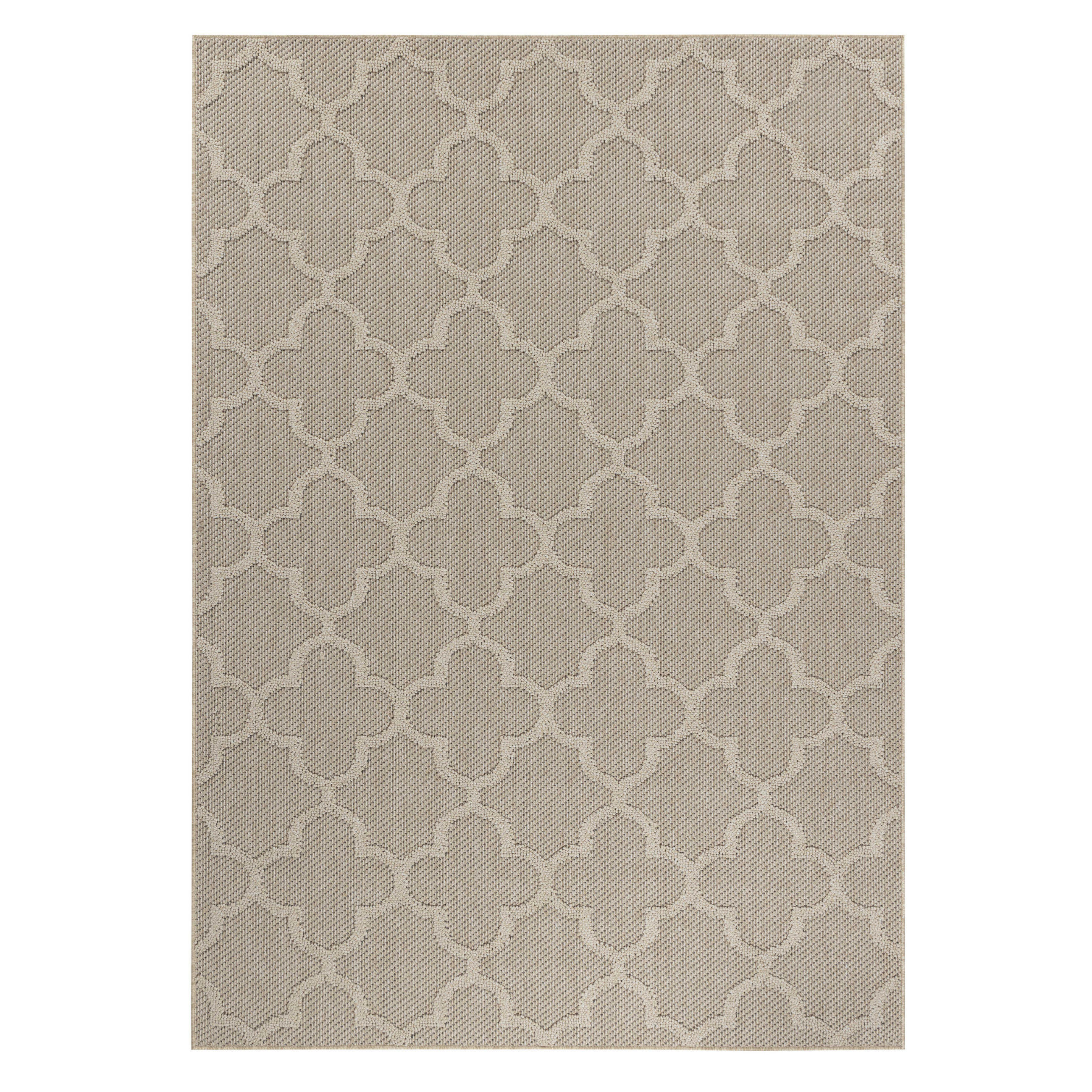 TEPPICH Outdoor Flachgewebe Skandi-Muster Polypropylen Balkon Beige Rechteckig 200x290 - Beige, Textil (200/290cm) - KADIMA DESIGN
