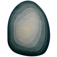 TEPPICH Wolle, Organische Form, Ombre Farbverlauf, Handgefertigt, Hoch-Tief-Flor-Effekt Türkis-Beige Oval 160x230 - Blau, Textil (230/160cm) - KADIMA DESIGN