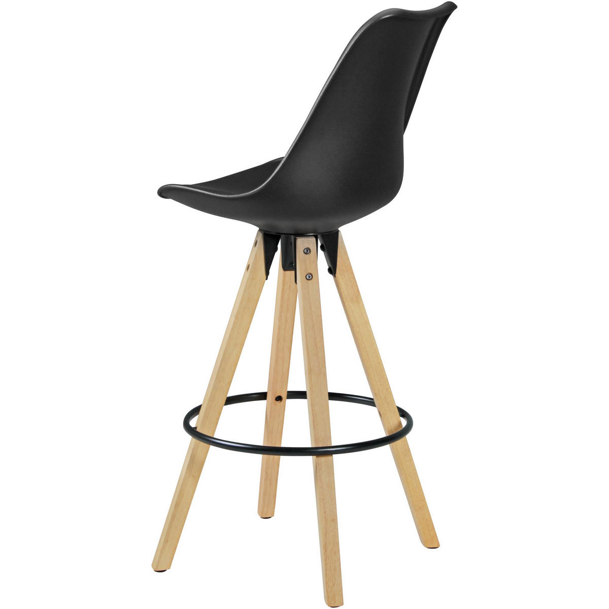 BARHOCKER Set - Ergonomisch Sitzschale, Holzbeine, Schwarz 45x45x113 cm - Beige/Schwarz, Holz/Kunststoff (45/113/45cm) - KADIMA DESIGN