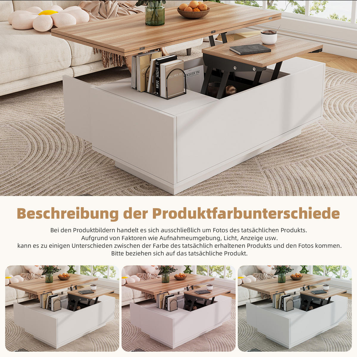 COUCHTISCH Weiß/Holzfarbe - Weiß, Holzwerkstoff (100/50/40cm)