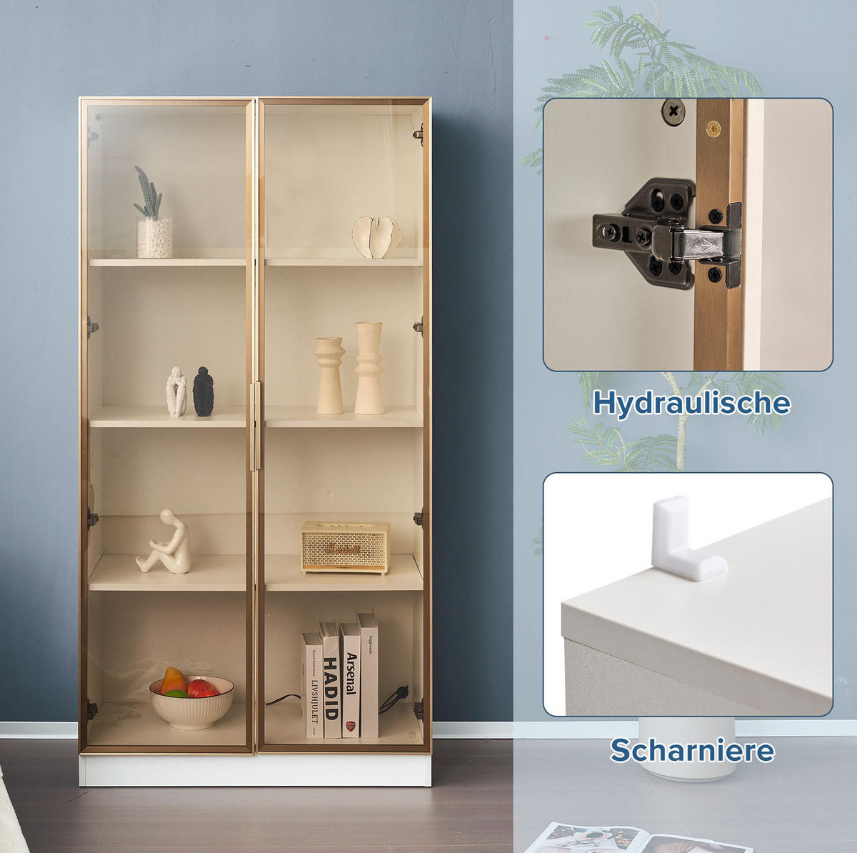 VITRINE 80/40/160 cm weiß aus Spanplatte mit LED-Beleuchtung - Weiß, Holzwerkstoff (80/160/40cm) - OKWISH