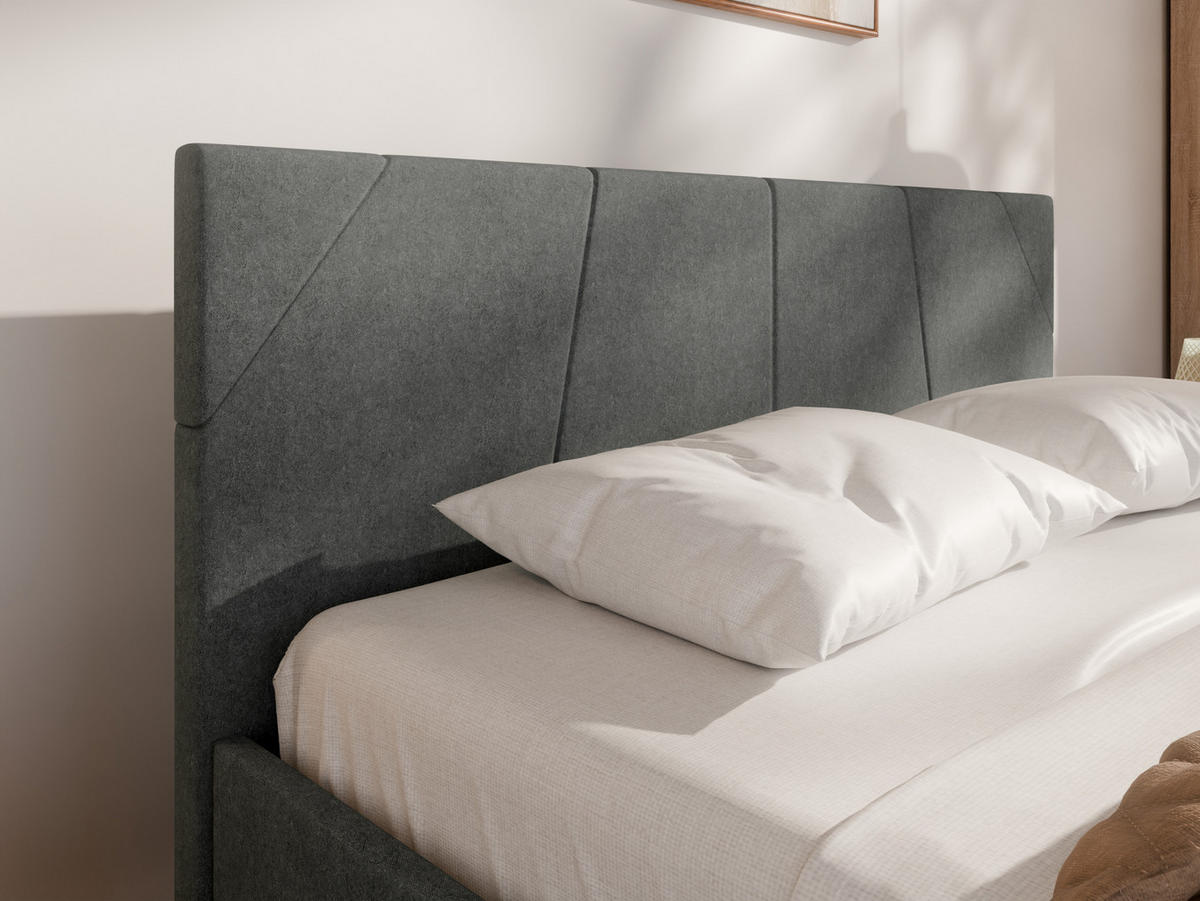 POLSTERBETT ALMORE 140x200cm Elegantes Polsterbett für modernen Wohnstil , Federkernmatratze ELDAR (18cm), grau - Grau, Holz (140/200cm) - Panda Möbel