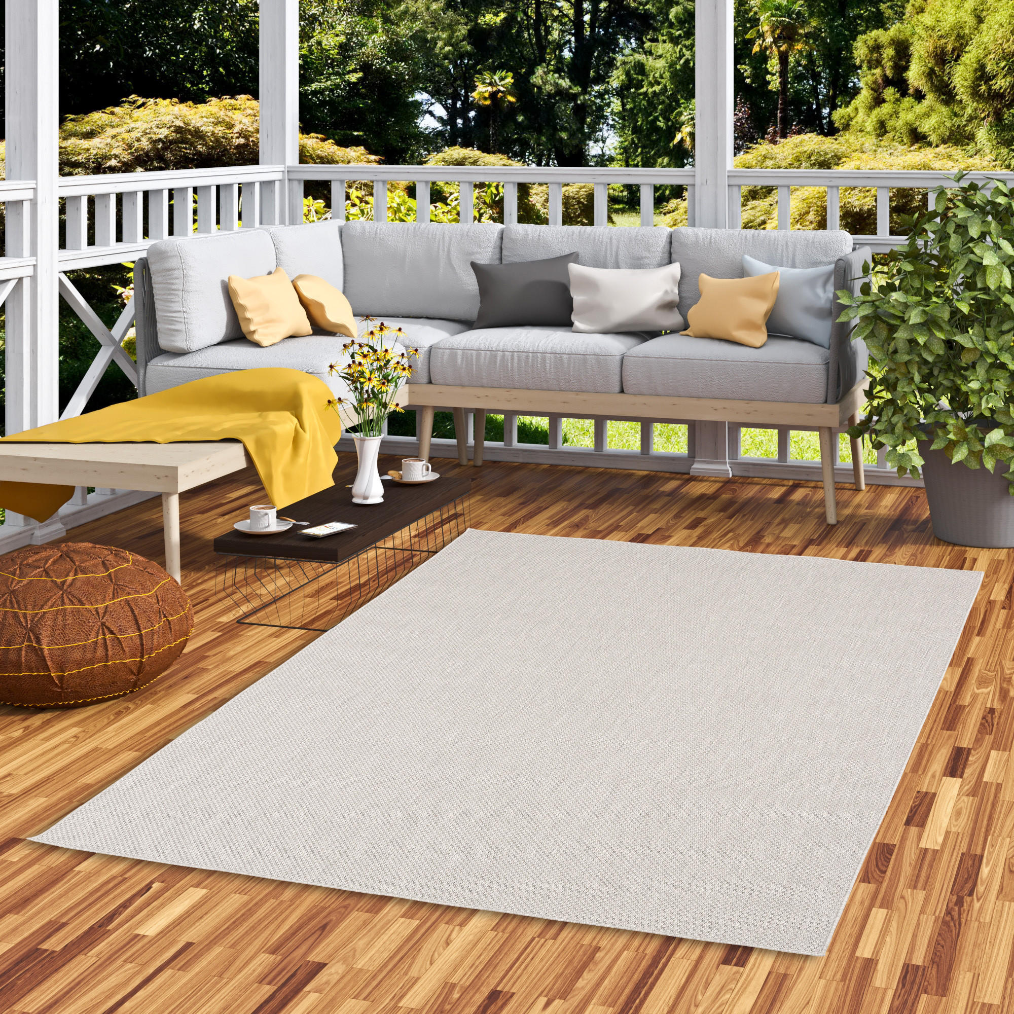 IN & OUTDOOR TEPPICH FLACHGEWEBE VALENCIA MIX - Silberfarben, Textil (140/200cm) - Pergamon
