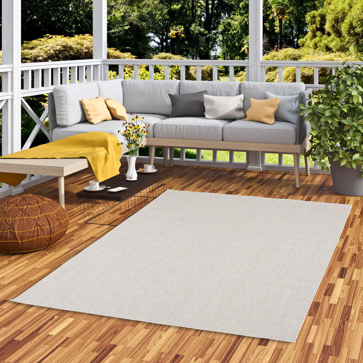IN & OUTDOOR TEPPICH FLACHGEWEBE VALENCIA MIX - Silberfarben, Textil (140/200cm) - Pergamon