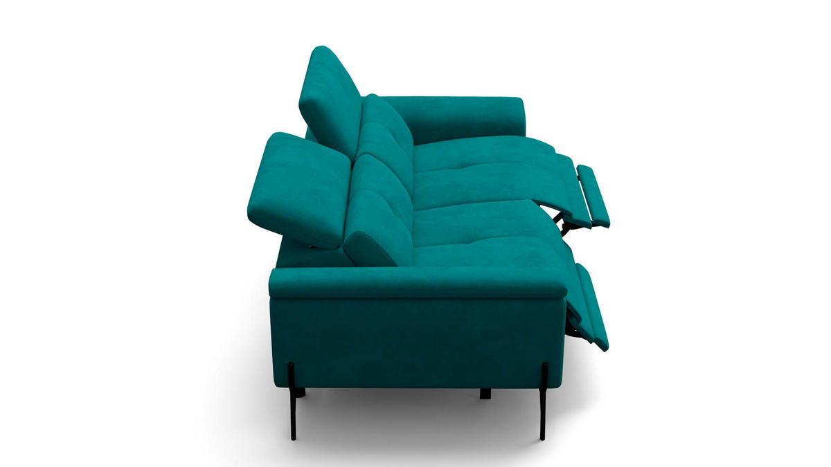 SOFA RELAX AVENA 3-Sitzer, dunkelgrüner Veloursstoff - Dunkelgrün/Schwarz, Holz/Textil (204/80/108cm) - Wozimo