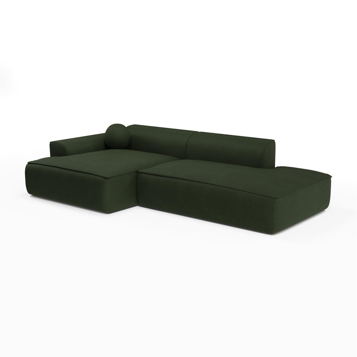ECKSOFA LINKS Rastergewebe Olivgrün 260cm - Olivgrün, Textil (155/260cm) - Sia Home