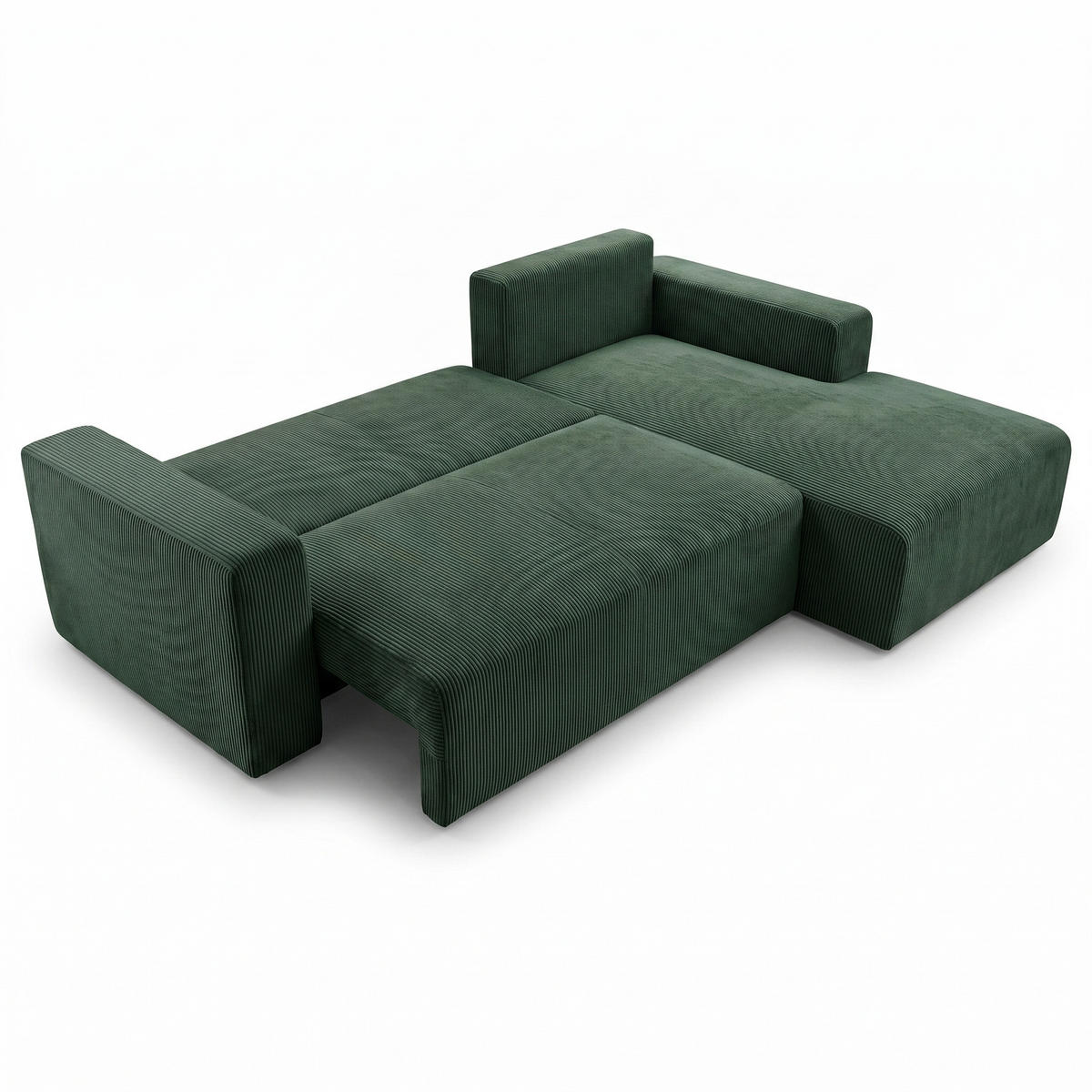 ECKSOFA PULA CORD GRÜN L - Rechts - Schwarz/Grün, Kunststoff/Textil (279/187cm) - Luxkor24