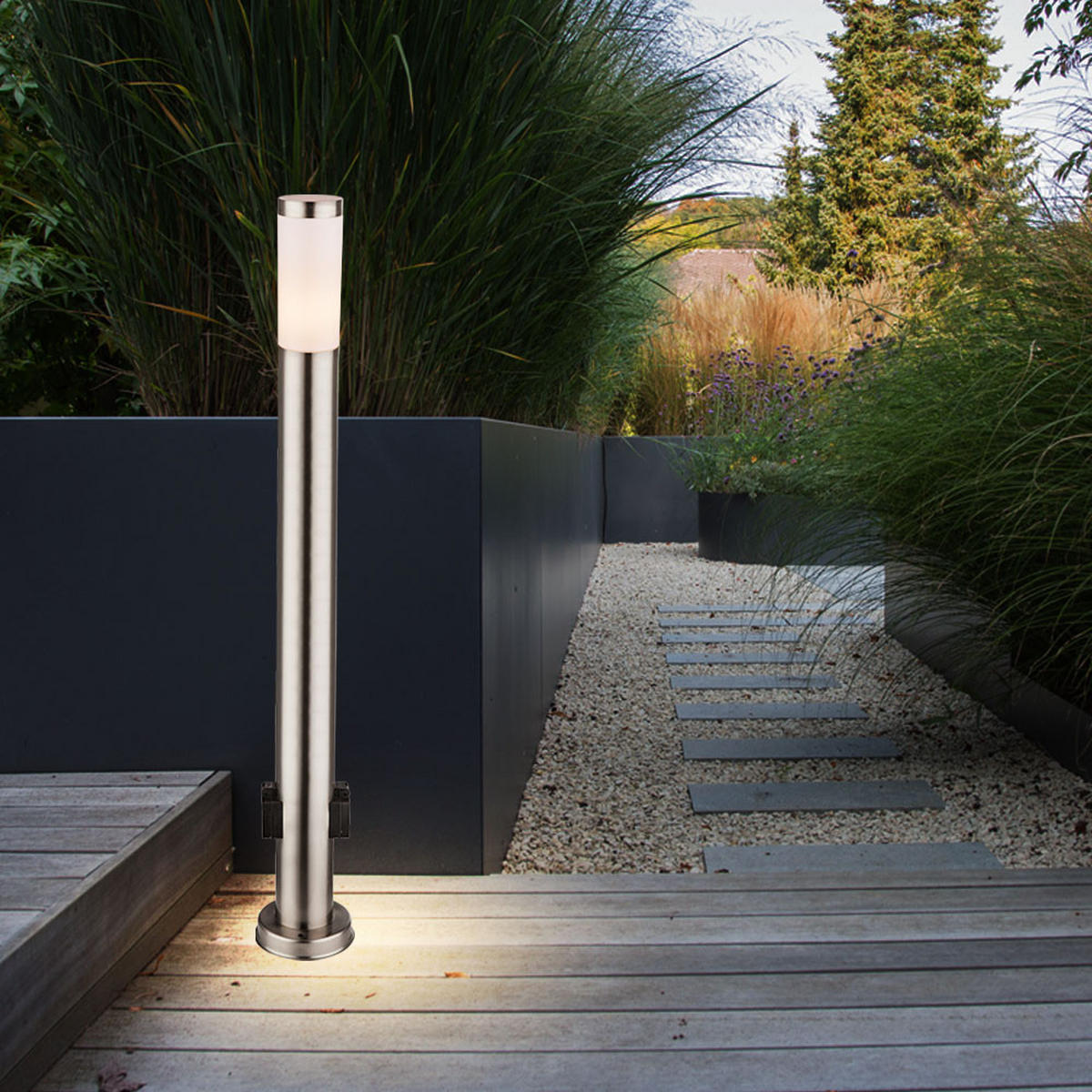 LED STEHLEUCHTE Silber opal - Silberfarben, Metall (13.1/13.1/110cm) - Globo Lighting
