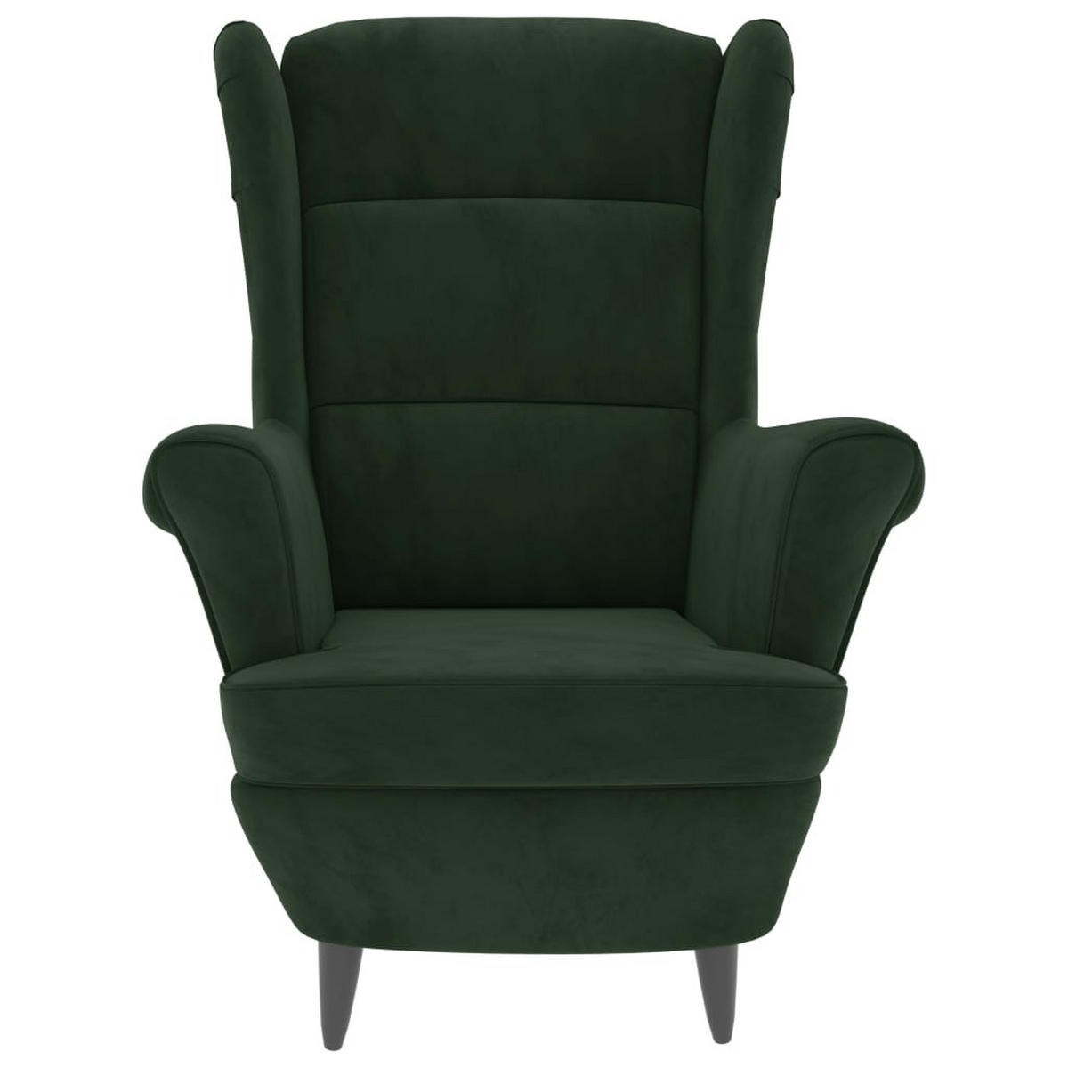 OHRENSESSEL mit Hocker Dunkelgrün Samt - Grün, Textil (78/96.5/90cm) - furnicato