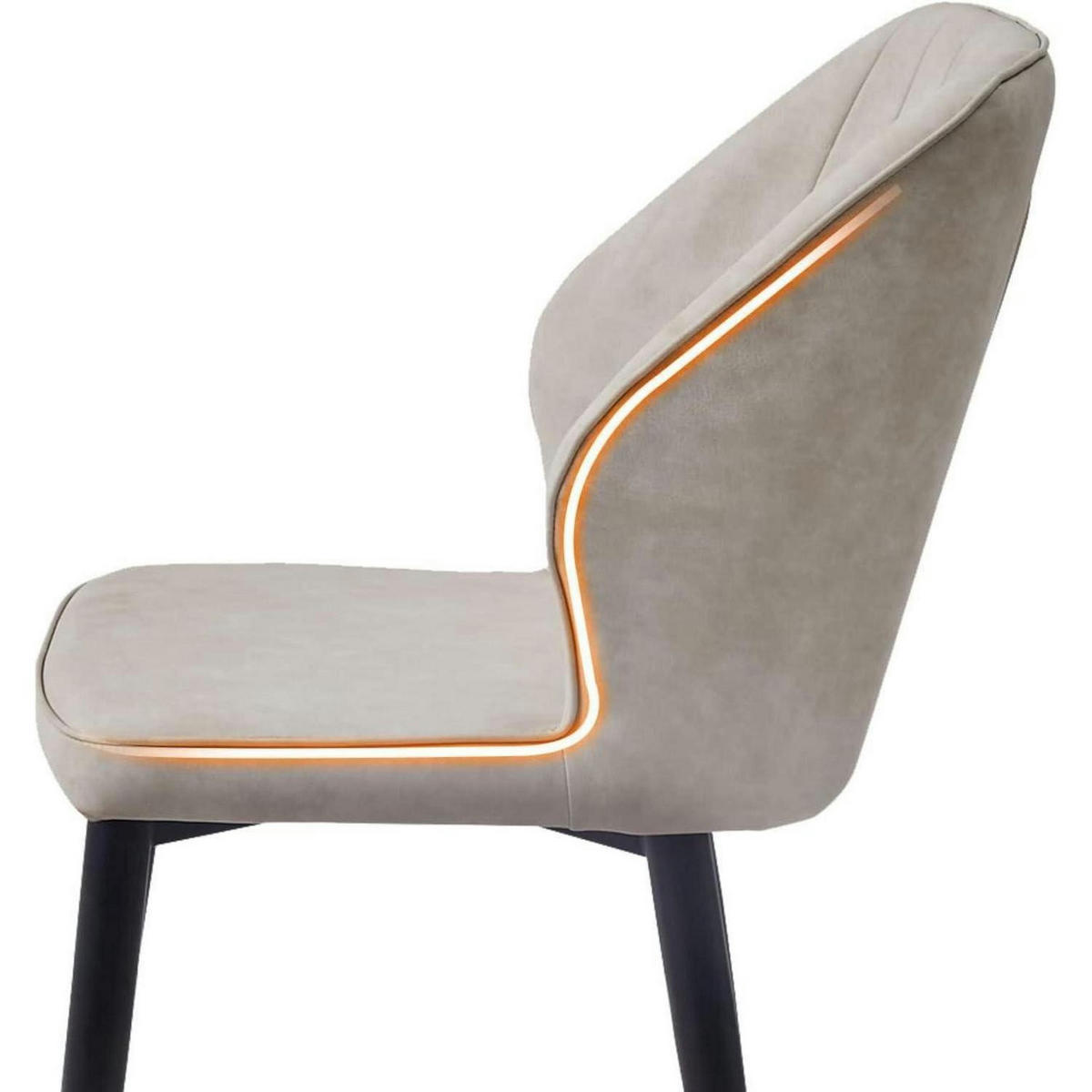 ESSZIMMERSTÜHLE 2er-Set Beige Kunstleder mit ergonomischer Rückenlehne und Metallbeinen - Creme, Kunststoff (48/85/44cm)