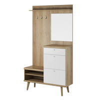 GARDEROBE Riviera Eiche Weiß DRIMO Mit Spiegel Mit Massivholzbeinen - Multicolor, Holzwerkstoff (110/200/34cm) - Sepro Meble