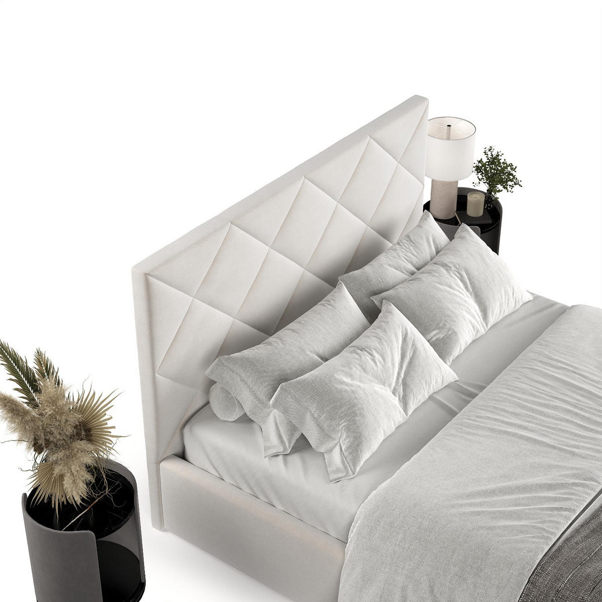 POLSTERBETT Torno 140/200 cm Creme im Paros Stoff - Creme/Schwarz, Holz/Holzwerkstoff (140/200cm) - AltaBeds
