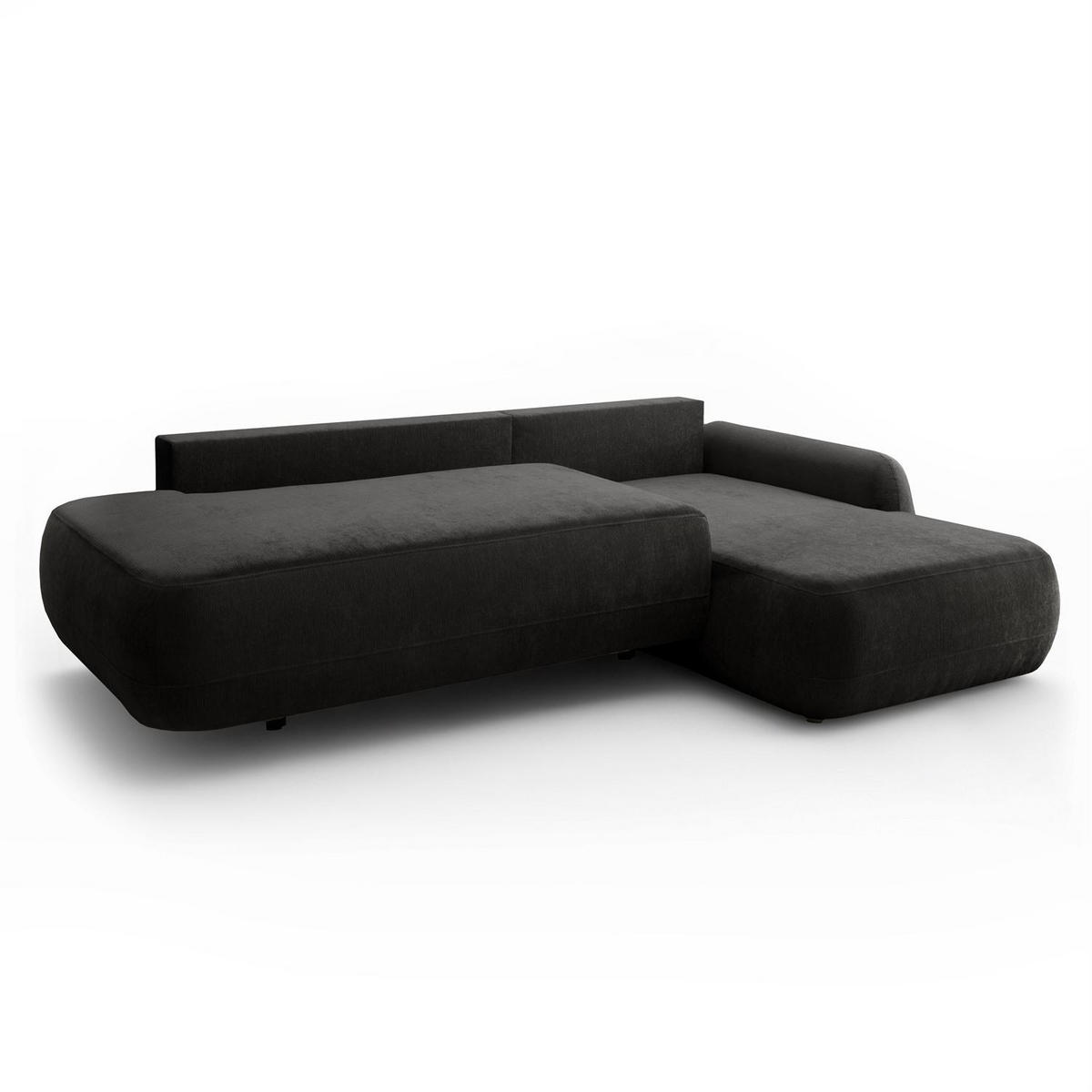 ECKSOFA GOYA mit Schlaffunktion und Bettkasten, Rechte, Perfect Harmony 99 - Anthrazit, Textil (302/184cm) - Lookway
