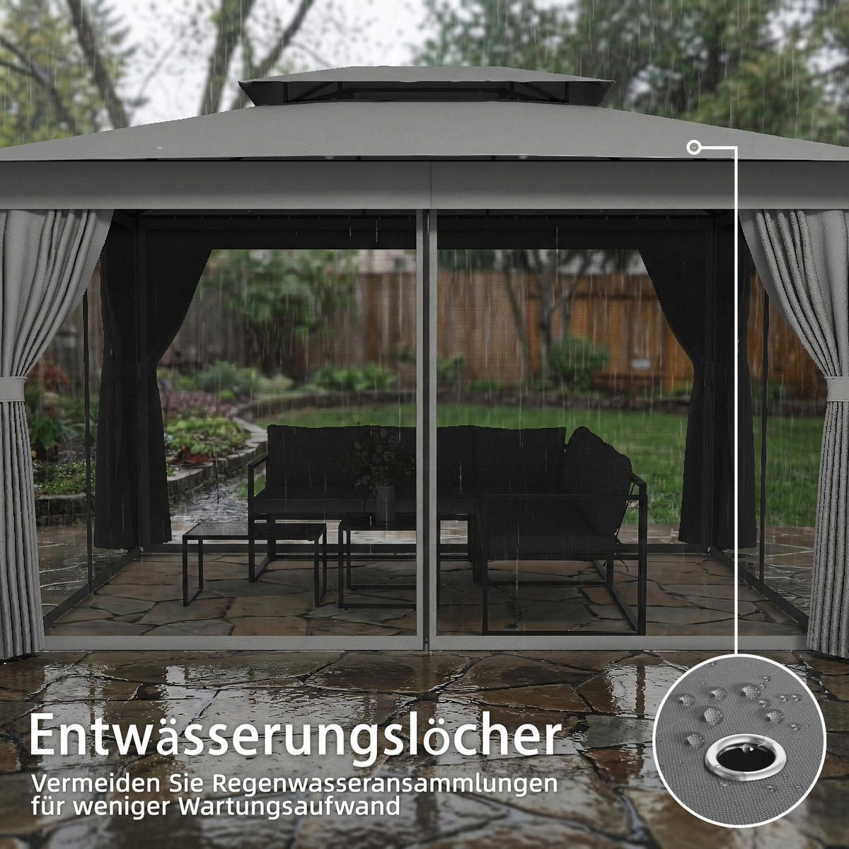 PAVILLON Metall Polyester Dunkelgrau - Dunkelgrau, Textil/Metall (300/270/380cm) - Outsunny