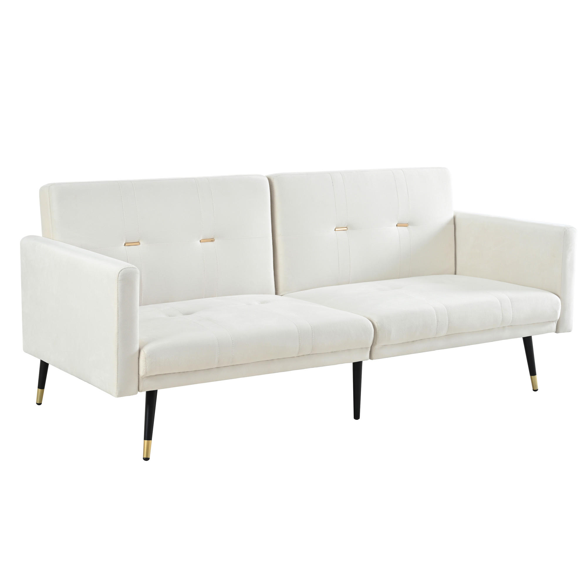 2-SITZER Schlafsofa aus Samt in Beige mit verstellbaren Rückenlehnen - Beige, Textil (164/70/89cm) - Modfu