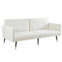 2-SITZER Schlafsofa aus Samt in Beige mit verstellbaren Rückenlehnen - Beige, Textil (164/70/89cm) - Modfu