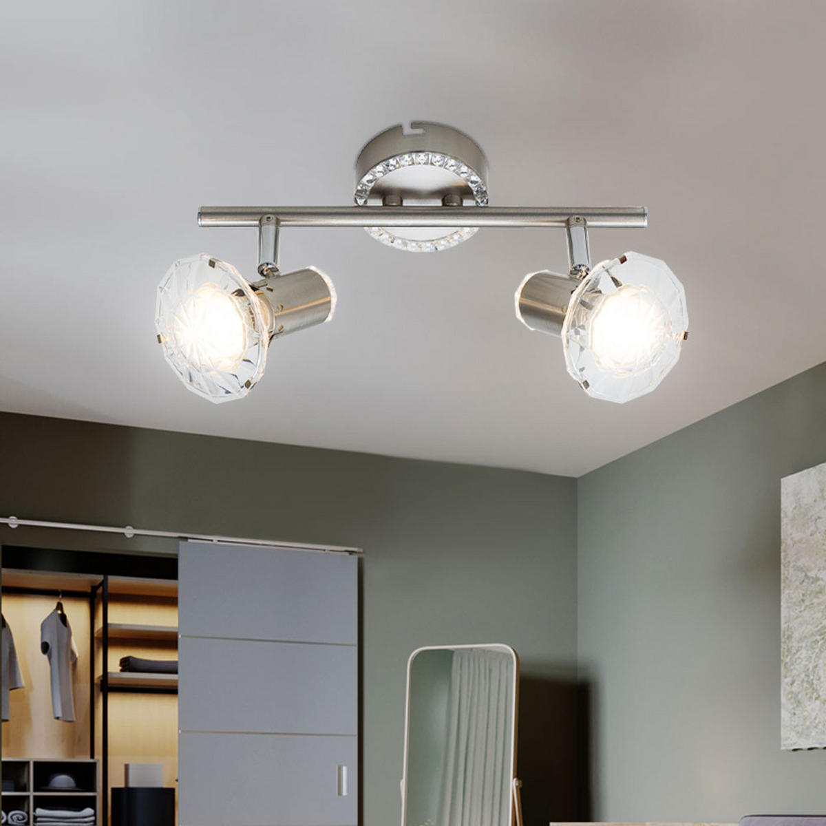 LED DECKENLEUCHTE Kristall Design Silber - Silberfarben, Metall (26/10/14.5cm) - Globo Lighting