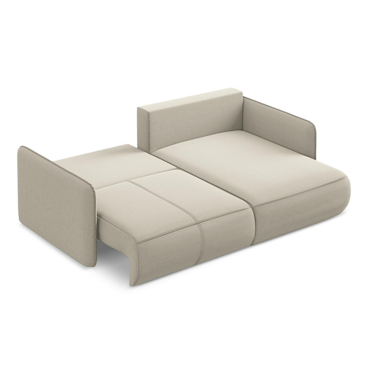 ECKSOFA mit Schlaffunktion Samt Stoff Creme - Perlmutt/Creme, Kunststoff/Textil (207/148cm) - LaMiaSofa