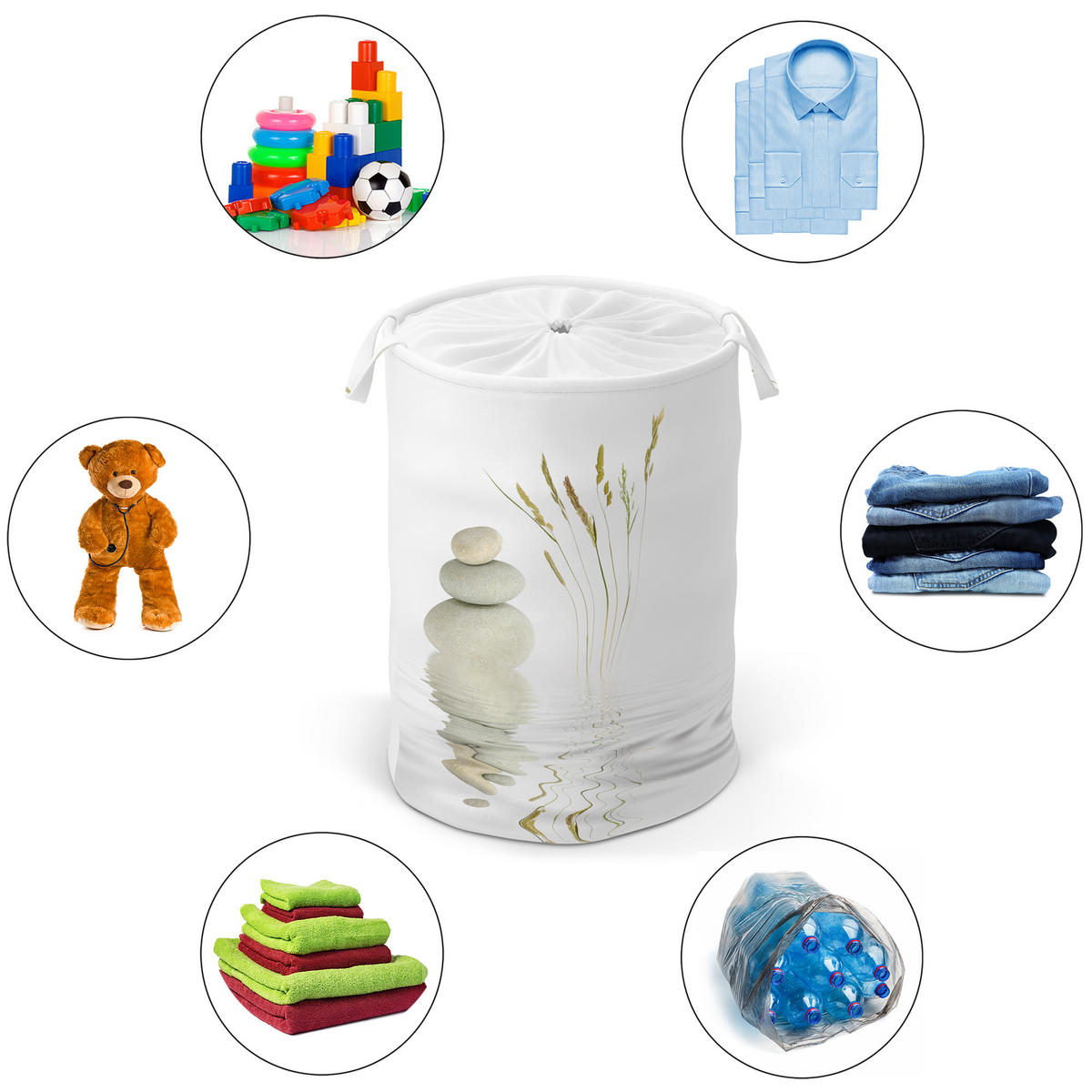 WÄSCHEKORB Balance - Weiß, Textil (37/55/55cm) - Sanilo