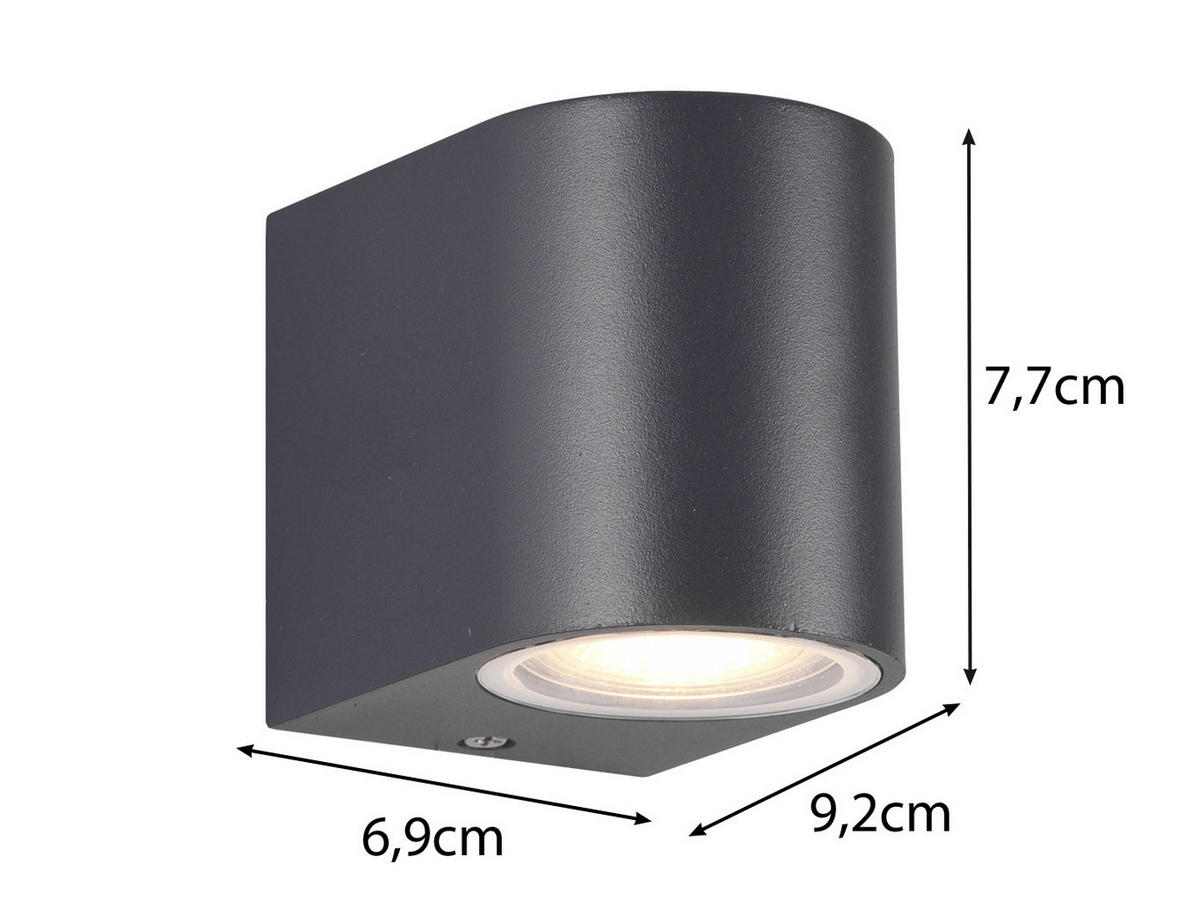 AUSSENWANDLEUCHTE Aluminium Anthrazit, Höhe 8cm - Anthrazit, Metall (7/8/9cm) - meineWunschleuchte