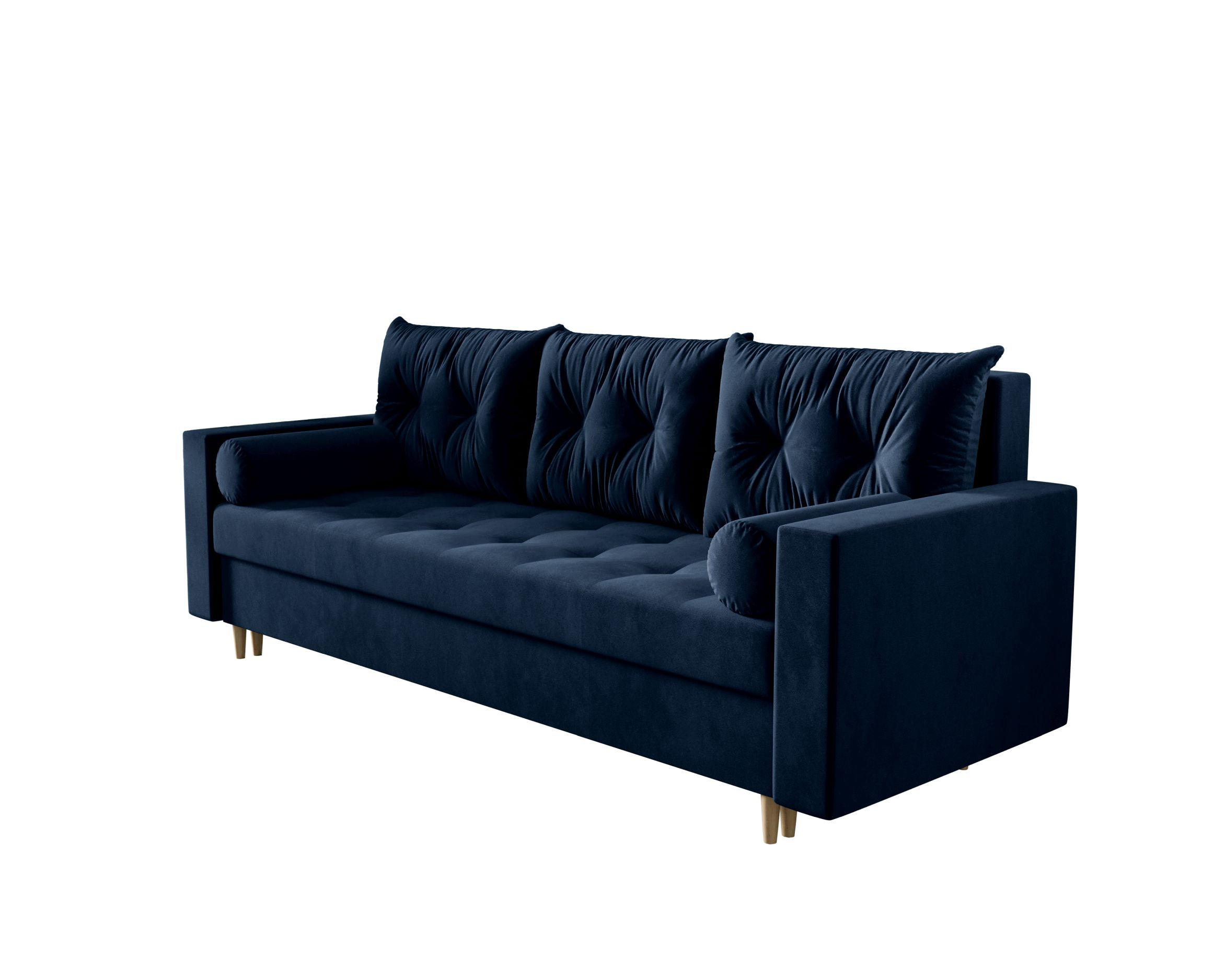 SOFA SKANDI mit Schlaffunktion ITAKA 11 mit Stauraum - Dunkelblau, Textil (90/88/232cm) - Bedante