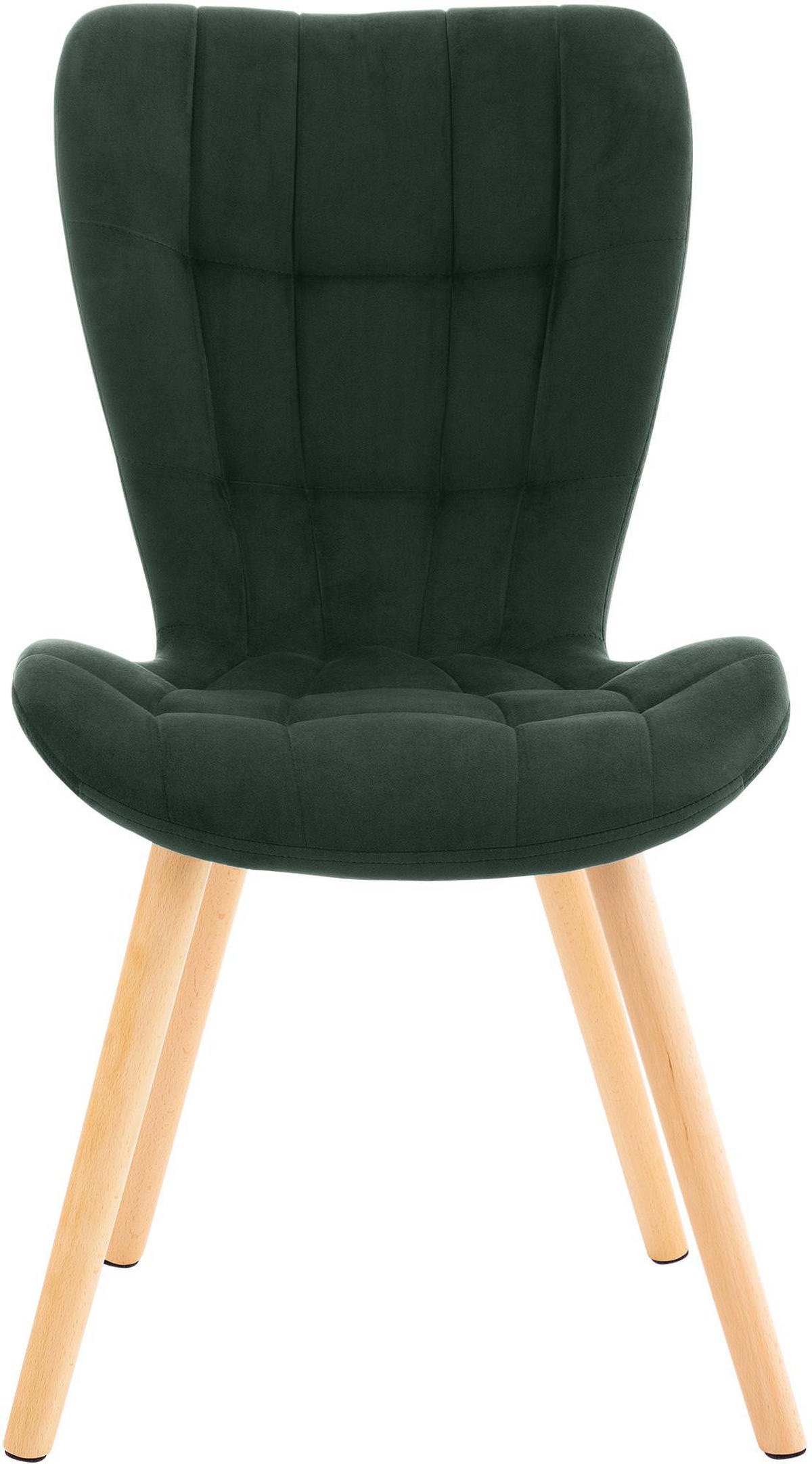 STUHL 2er Set Samt grün - Eukalyptusholzfarben/Grün, Holz/Textil (50/88/63cm) - CLP