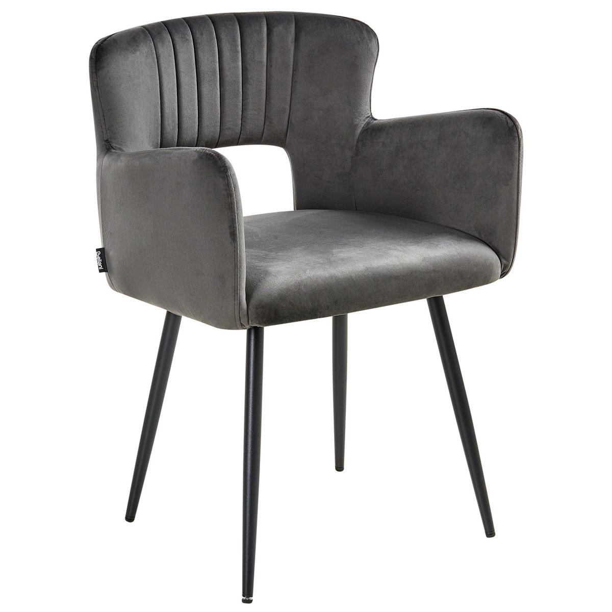 ÉTKEZŐSZÉK 2 darabos Szett Bársony Szürke Sanilac - sötétszürke, textil/fém (54/76/50cm) - Beliani