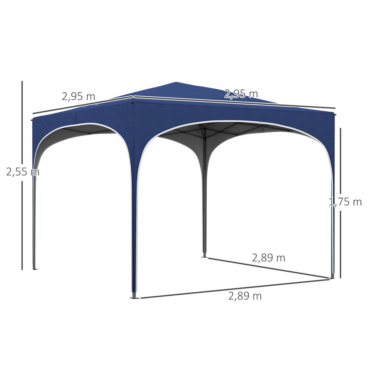 FALTPAVILLON, Weiß, Oxford-Polyester, Stahl - Blau, Metall (295/255/295cm) - Outsunny