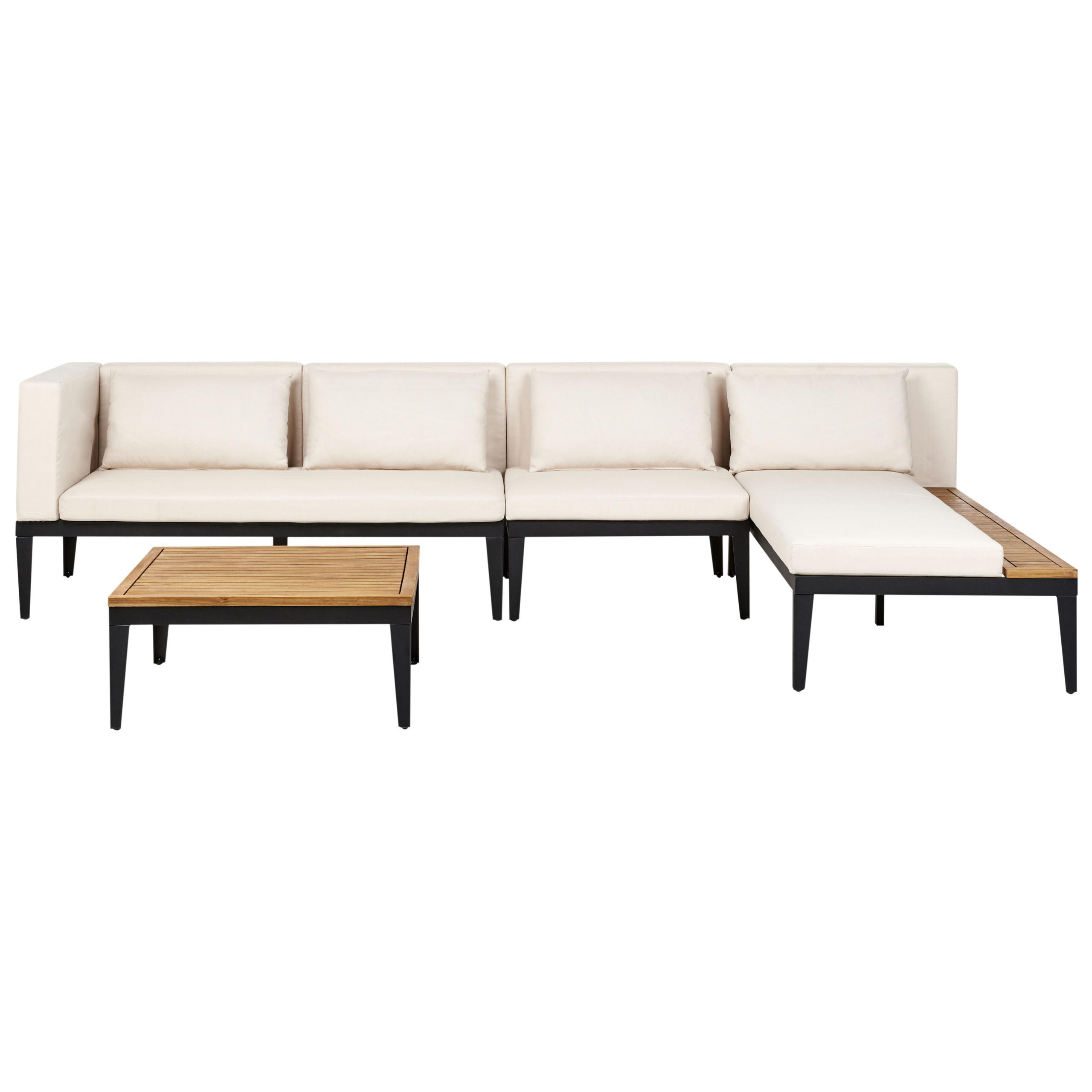 LOUNGE-SET 4-Sitzer Beige Bracciano - Hellbraun/Beige, Holz - Beliani