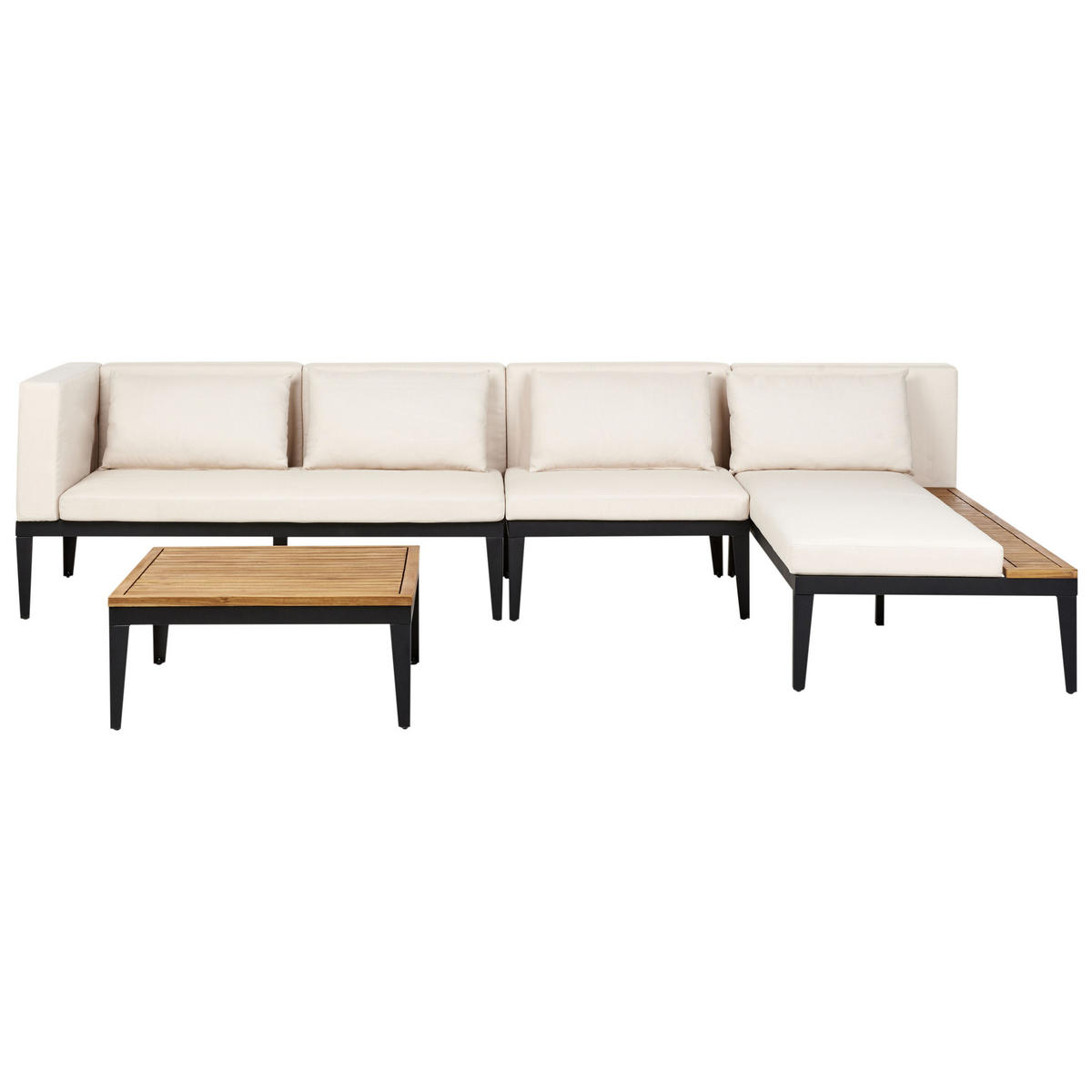 LOUNGE-SET 4-Sitzer Beige Bracciano - Hellbraun/Beige, Holz - Beliani