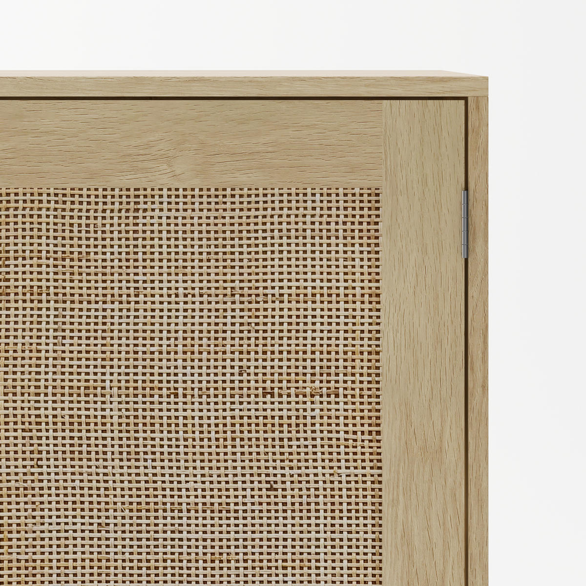 SIDEBOARD in Naturfarben mit zwei Rattan-Türen für Wohnzimmer, Esszimmer und Diele, B80/T40/H88 cm - Schwarz/Naturfarben, Holzwerkstoff (80/88/40cm) - STILVORA