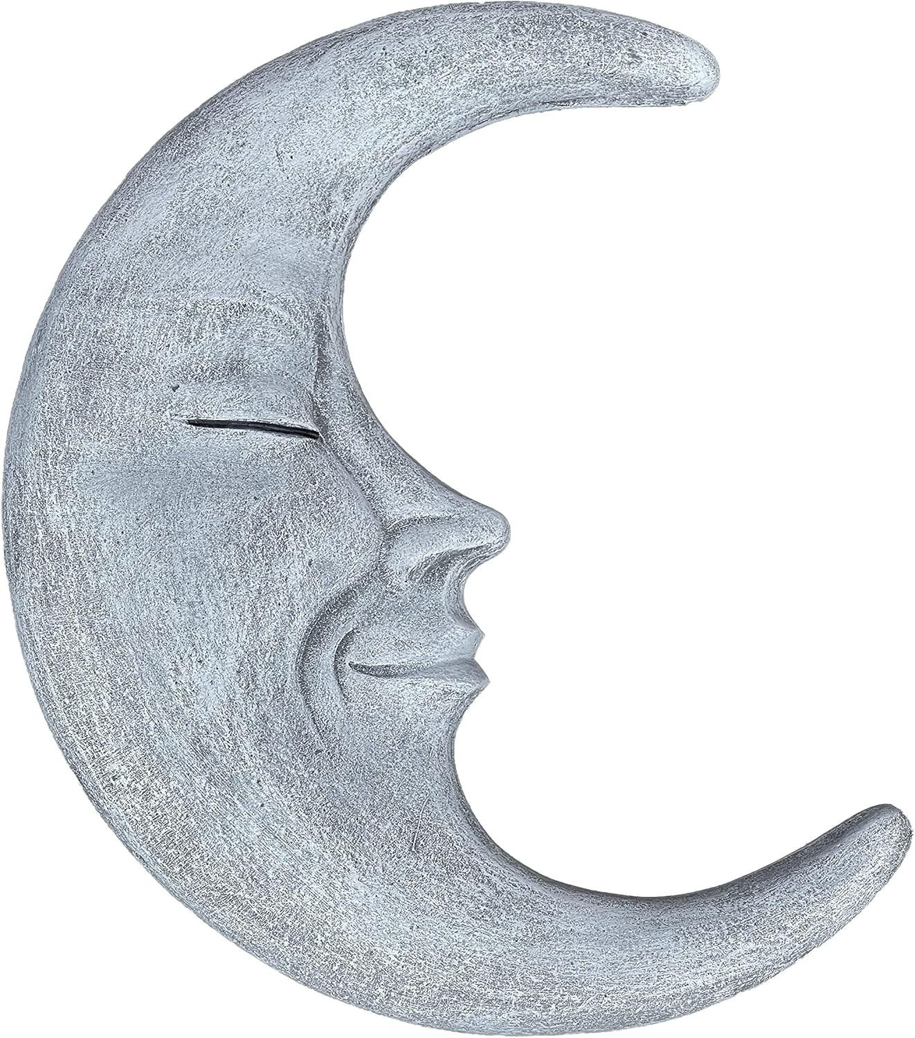 STEINFIGUR Wandrelief Mond La Luna frostfest massiver Steinguss - Grau, Stein (25/2/31cm) - stoneandstyle