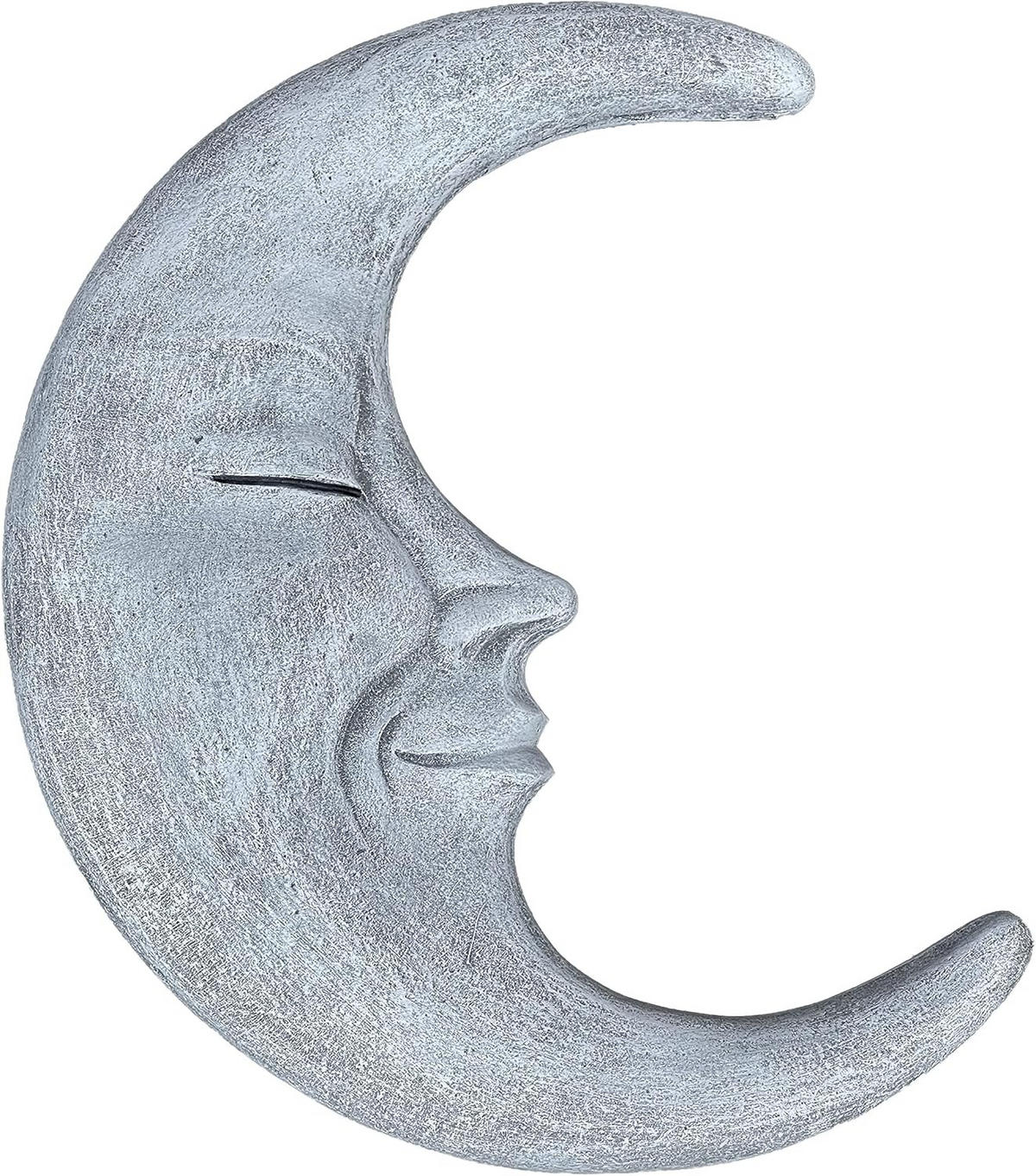 STEINFIGUR Wandrelief Mond La Luna frostfest massiver Steinguss - Grau, Stein (25/2/31cm) - stoneandstyle