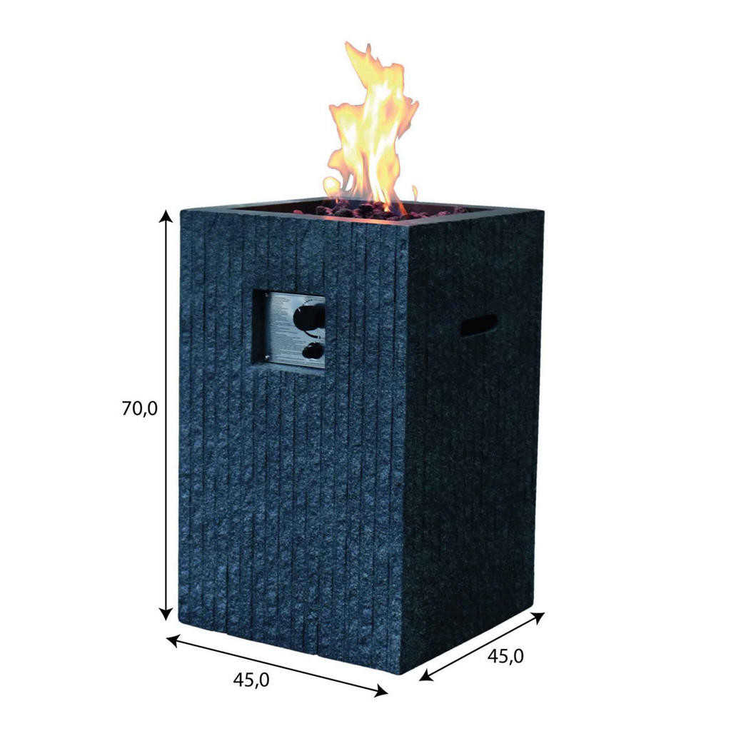 Thumbnail - Elementi Gasfeuerstelle, Dunkelgrau, Stein, 45x70x45 cm, CE, Freizeit, Campingzubehör, Feuerschalen