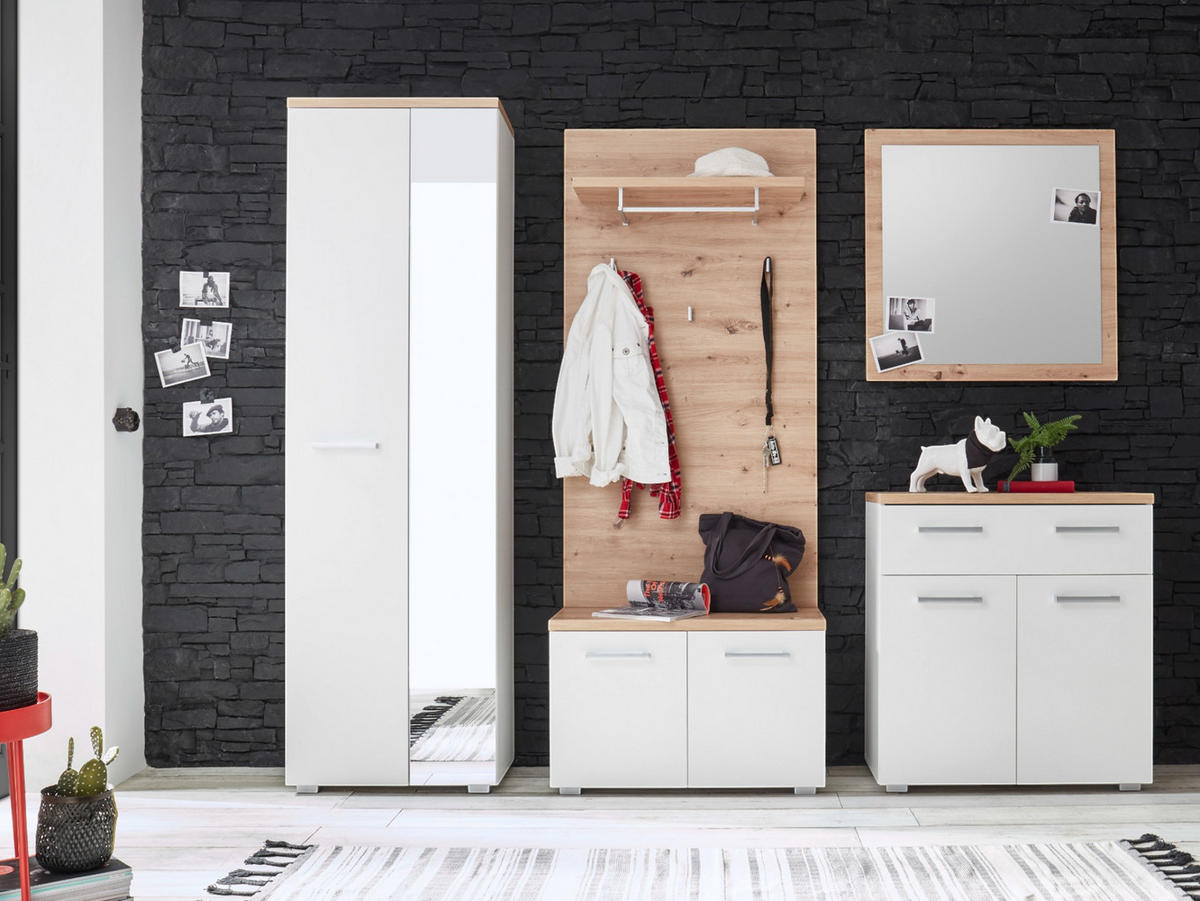 GARDEROBE 5-teilig in 256/198/38 cm - Weiß, Holz (256/198/38cm) - moebel dich auf