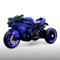 ELEKTROMOTORRAD Ninja blau drei Kunststoffräder, LED-Beleuchtung, Mp3 - Blau, Kunststoff (105/33/53cm) - Moni
