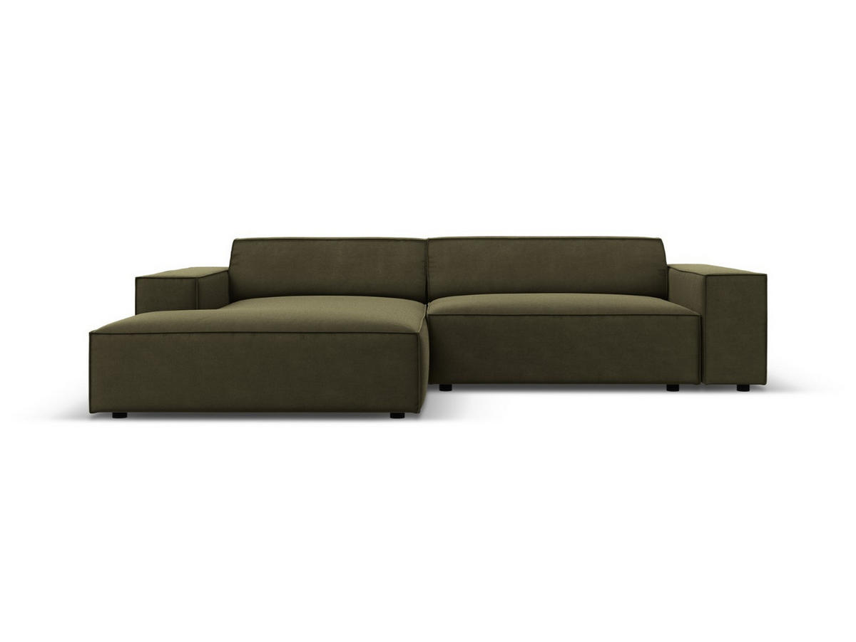 MODULARES-ECKSOFA links Jodie aus Samt grün 3 Sitzplätze - Grün, Textil (166/224cm) - Micadoni