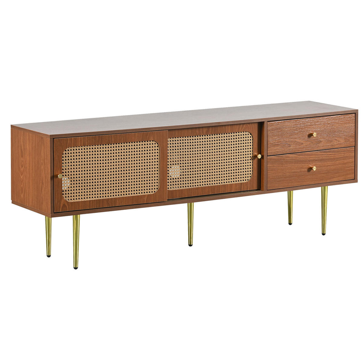 TV-SCHRANK mit Schiebetüren 160 x 40 x 60 cm MDF Walnut - Braun, Holzwerkstoff (40/60/160cm) - Beauniv