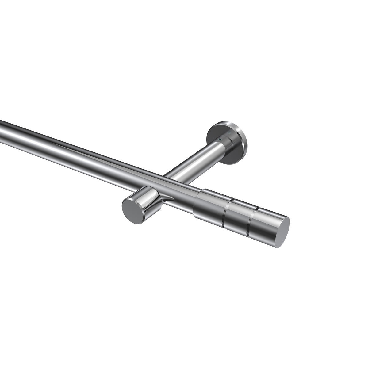 GARDINENSTANGEN-SET Prestige Elanto 160 cm, 1-läufig (ohne Ringe), 20 mm Ø Chrom - Chromfarben, Metall (160cm) - INTERDECO