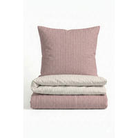 BETTWÄSCHE-GARNITUR Premium Melange Webstreifen rose, 155x200 cm + 80x80 cm - Rosa, Textil (155/200cm) - biberna