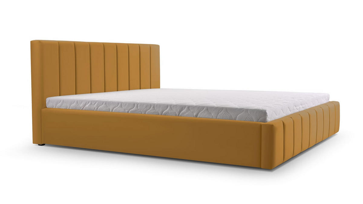 POLSTERBETT Bett 01 - 180x200 - Amber - Gelb, Holz/Textil (180/200cm) - Möblo