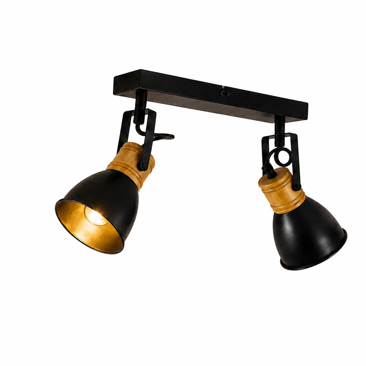 DECKENSTRAHLER Orvix 30/10/15 cm - Schwarz/Braun, Holz/Metall (30/10/15cm) - ZMH