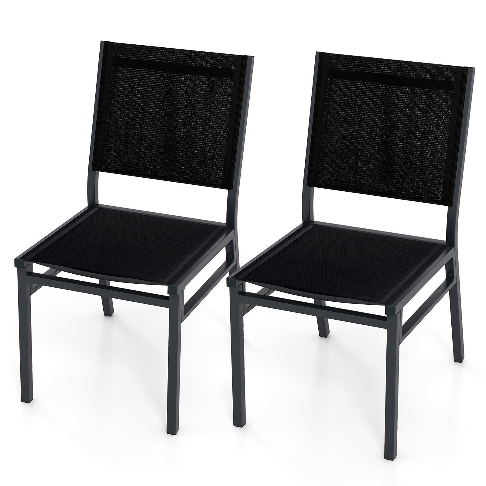 TERRASSSTOL Svart (2-set) - Svart, Metall (60/87/45cm) - COSTWAY
