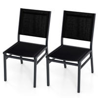 TERRASSSTOL Svart (2-set) - Svart, Metall (60/87/45cm) - COSTWAY