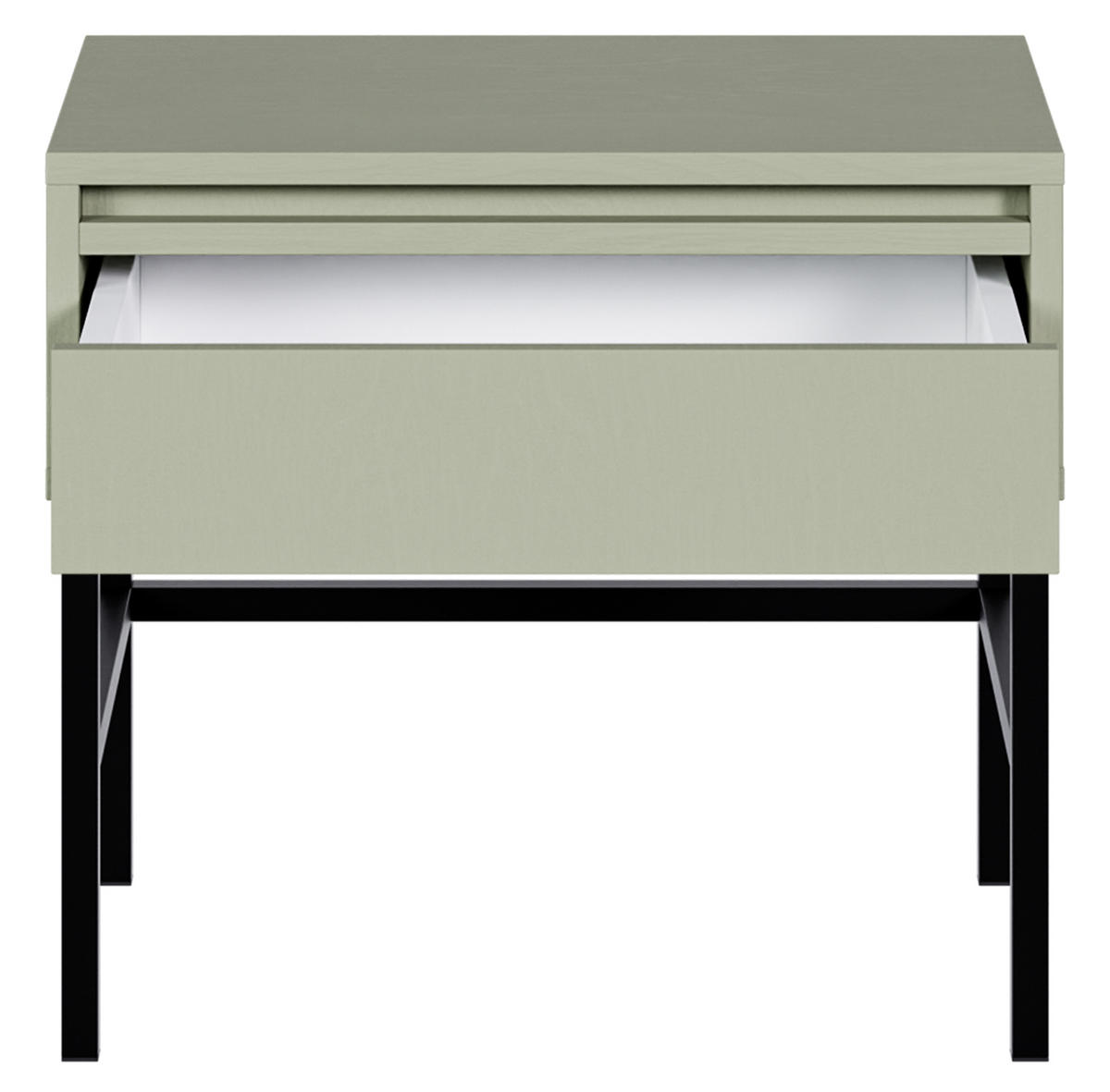 NACHTSCHRANK Evo Salbeigrün mit Metallgestell 50 cm - Salbeigrün/Schwarz, Holzwerkstoff/Metall (50/44/34cm) - Selsey